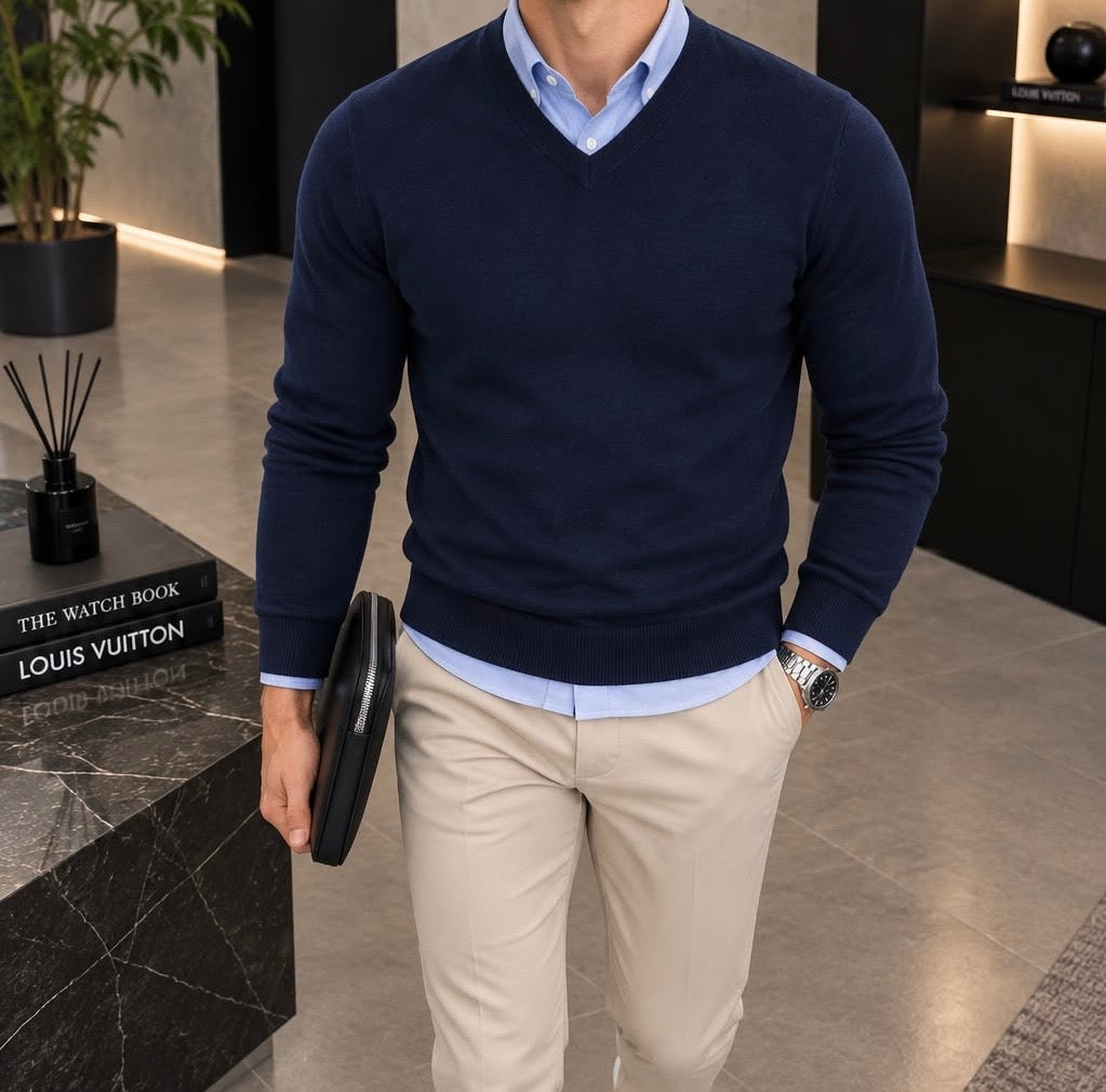 Harrington & Co. Men's Slim Fit V Neck Sweater